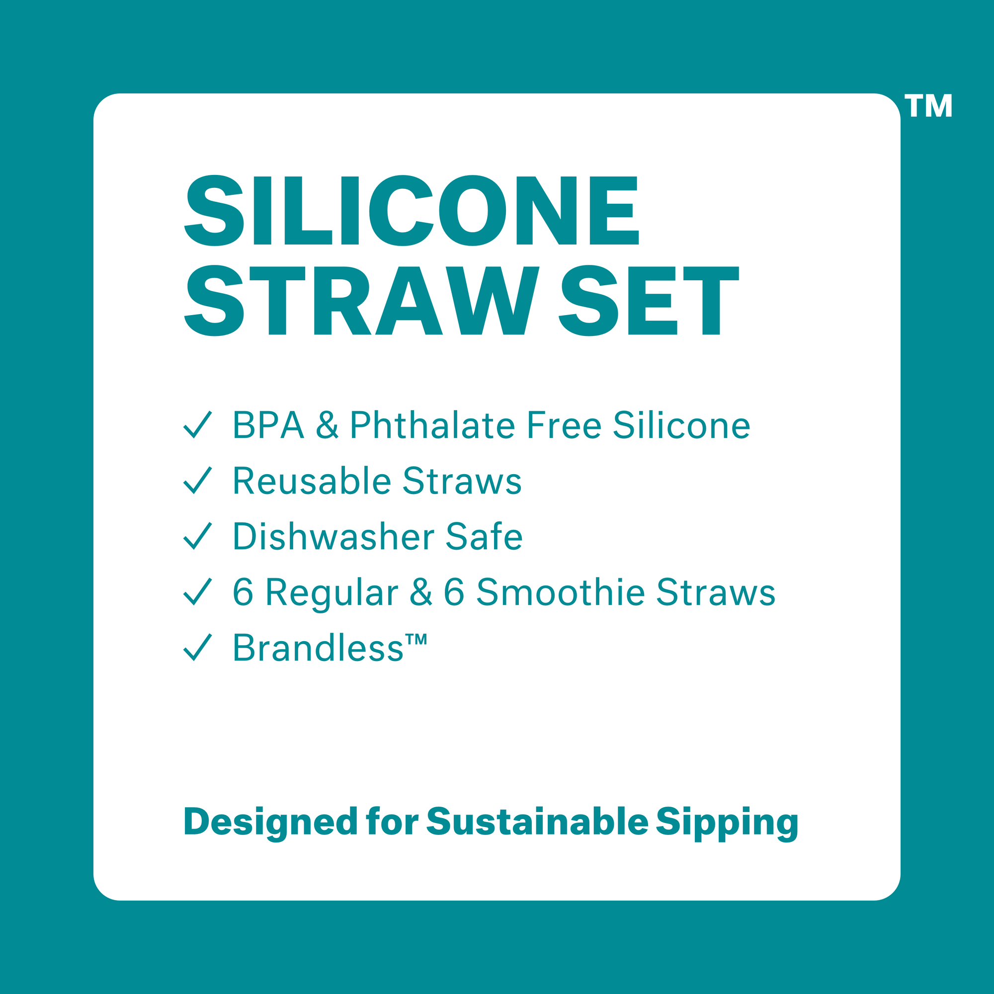 Product photo, all 12 straws and cleaning kit, side view.