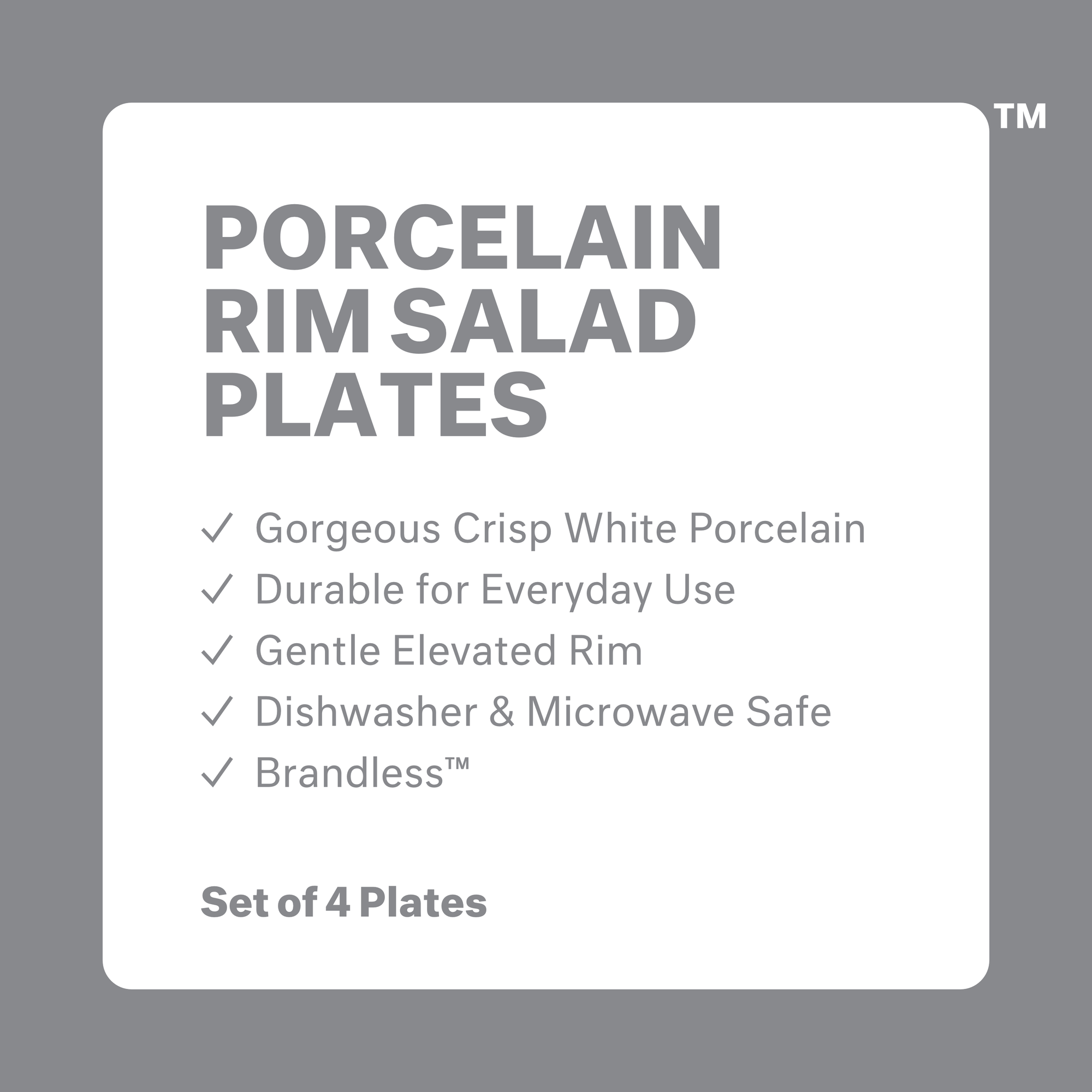 Buy 12 get 4 free! Front view, 4 sets of stacked salad plates and upright plates arranged in a square.