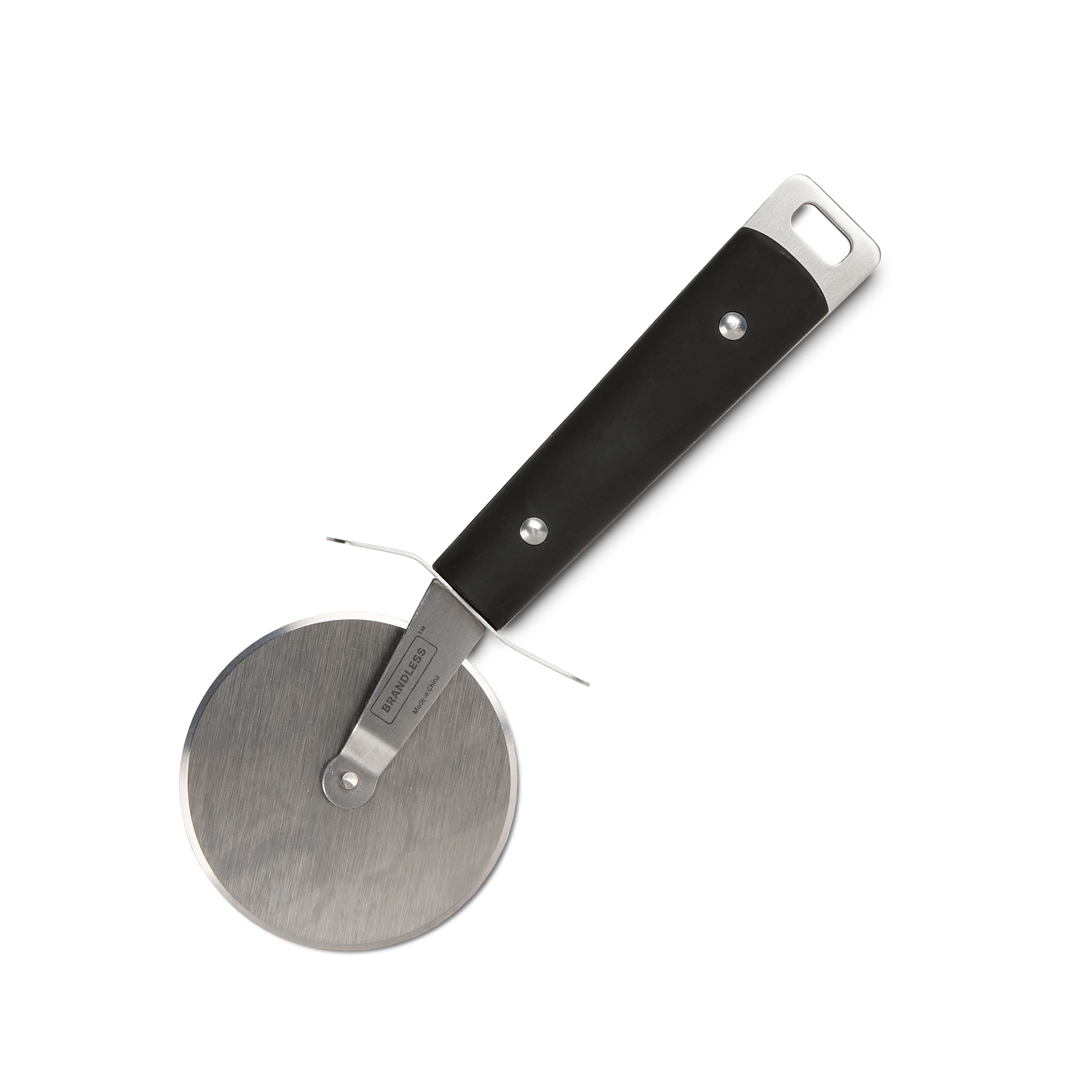 Side view, brandless branded pizza cutter, made in china.