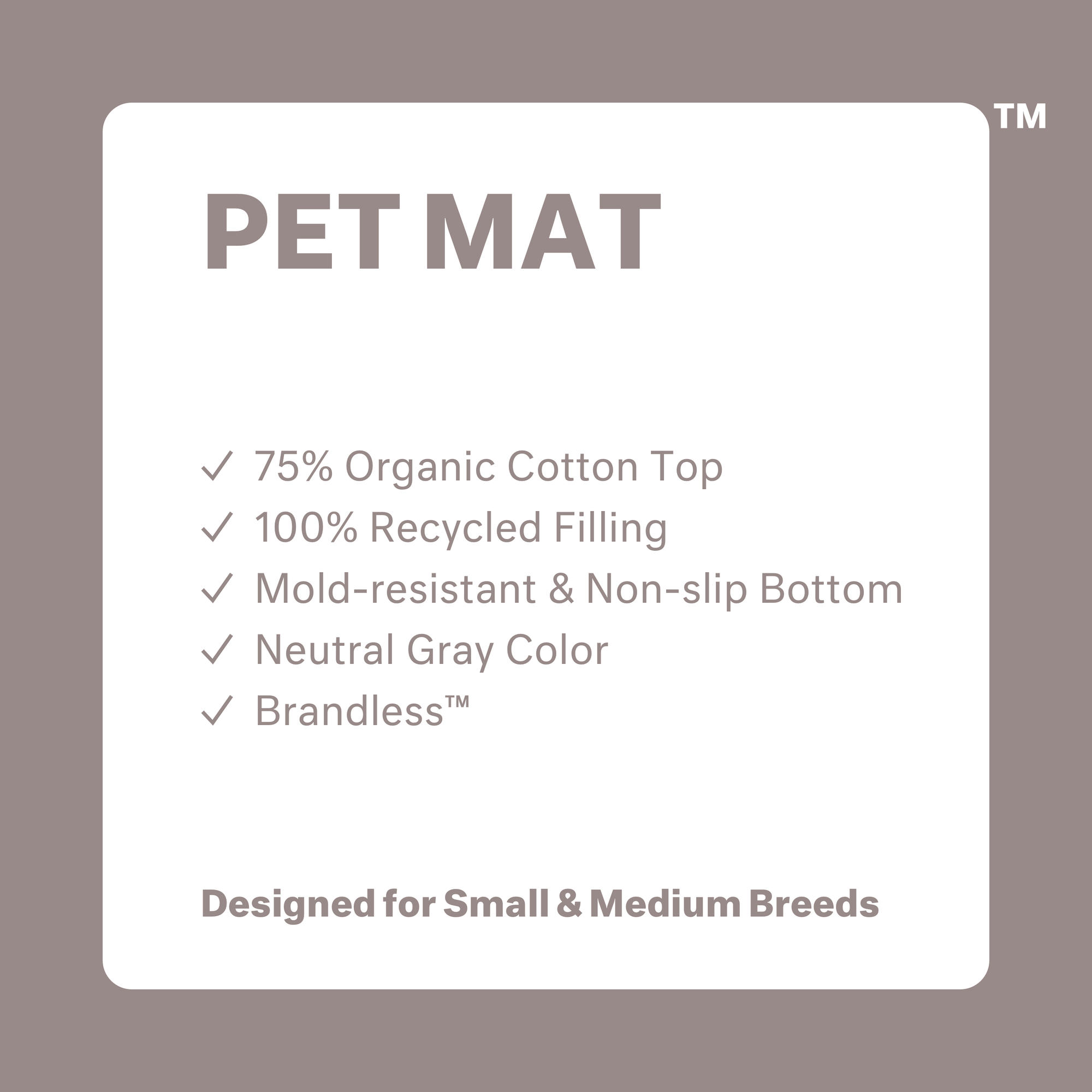 Top view, brandless pet mat, designed for smaller dogs and pets.